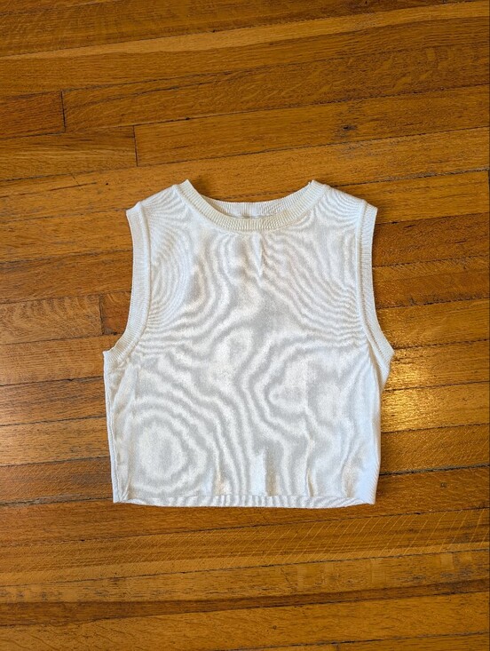 Zara Tops - Zara Women's White Rib Knit Crew Neck Sleeveless Crop Top